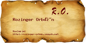 Rozinger Orbán névjegykártya